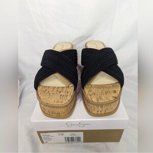 NIB Jessica Simpson Womens Ediza Black Crochet Platform Sandals Size 9.5